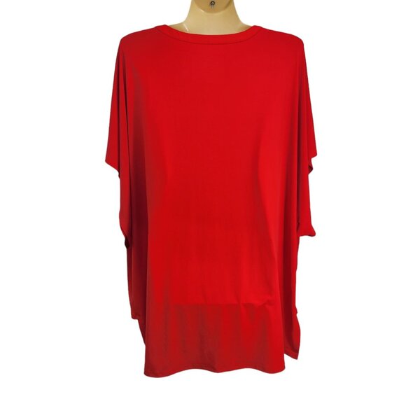 Chicos Womens V-Neck‎ Red Top Size 2 L Polyester/Spandex Notched Neck Boxy Top - Picture 4 of 11